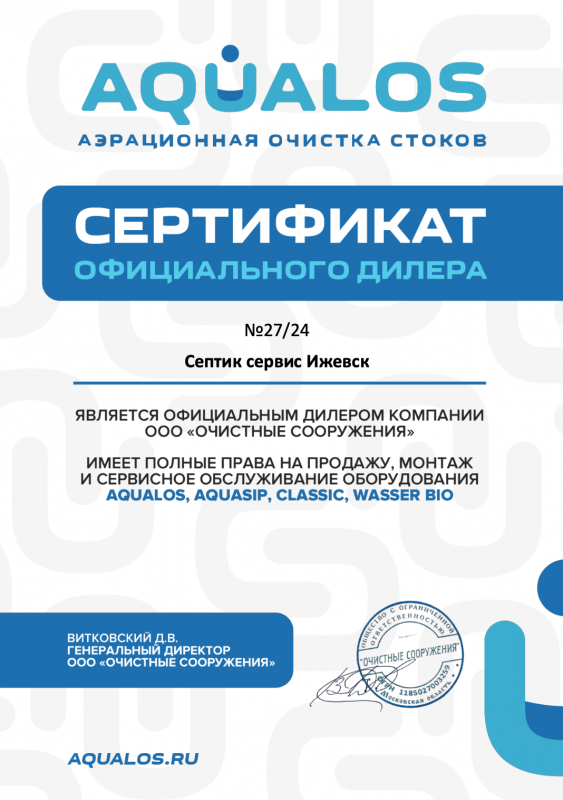 Сертификат Aqualos